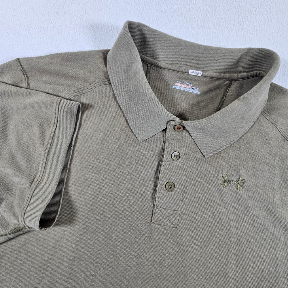 Under Armour Polo Shirt Mens XL Olive Green Allseasongear Tactical Short Sleeve